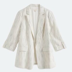 Skies Are Blue White Striped Blazer Relaxed Fit NWT